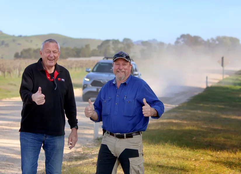 Bim Lange and Shane Kraft on Neldner Road