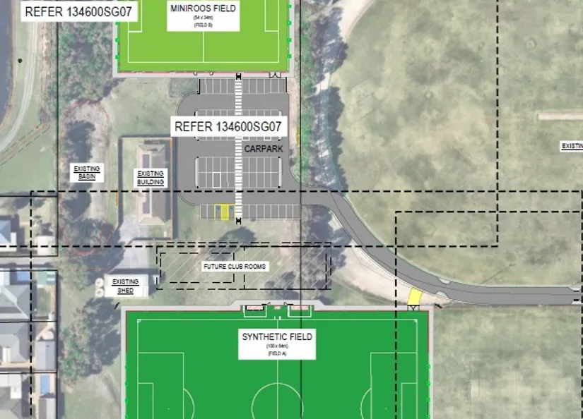 Detailed design snapshot of soccer pitch