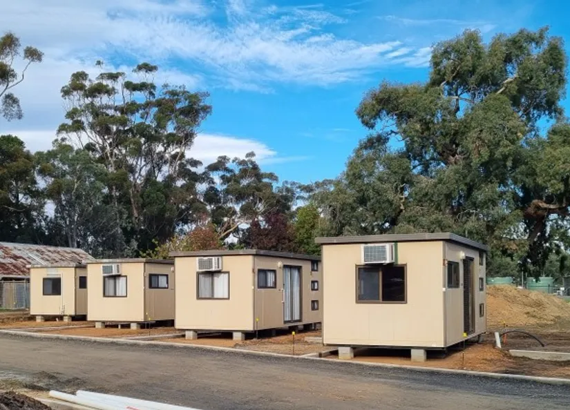 Four existing cabins at Mt Pleasant Caravan Park