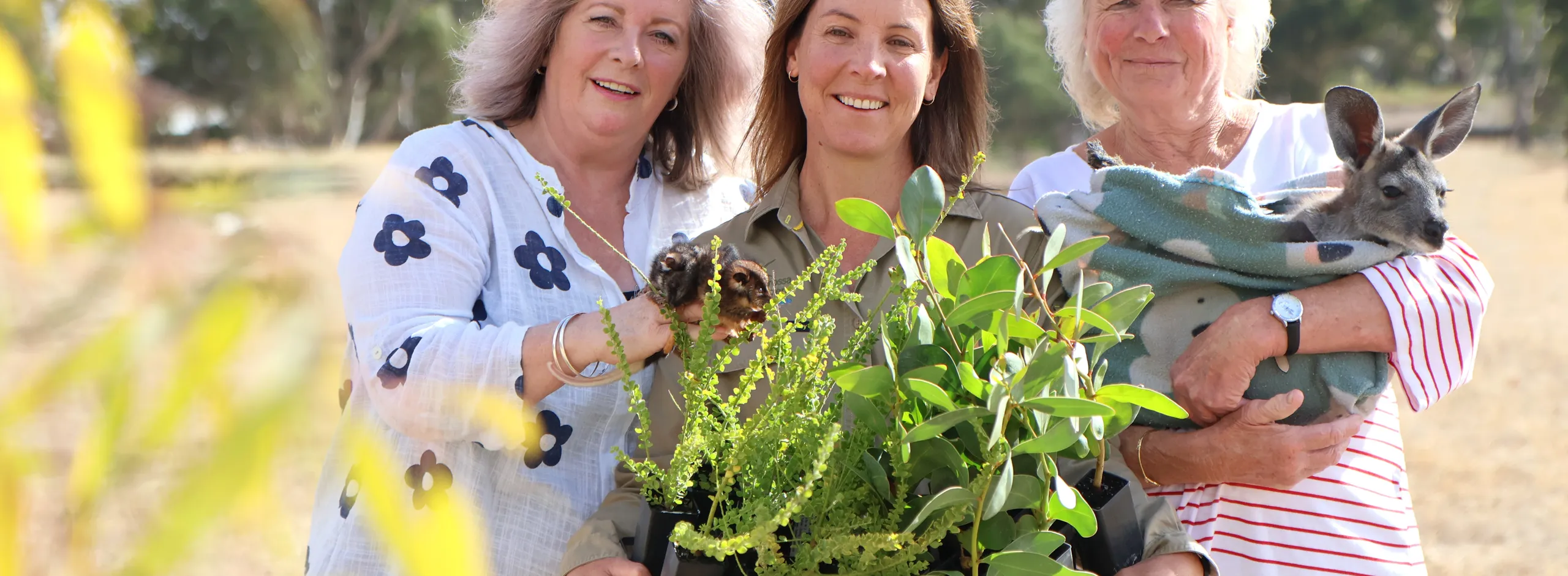 Ingrid Milsom possum co ordinator Penny Devlin and Rose Brooks operations manager Barossa Wildlife Rescue