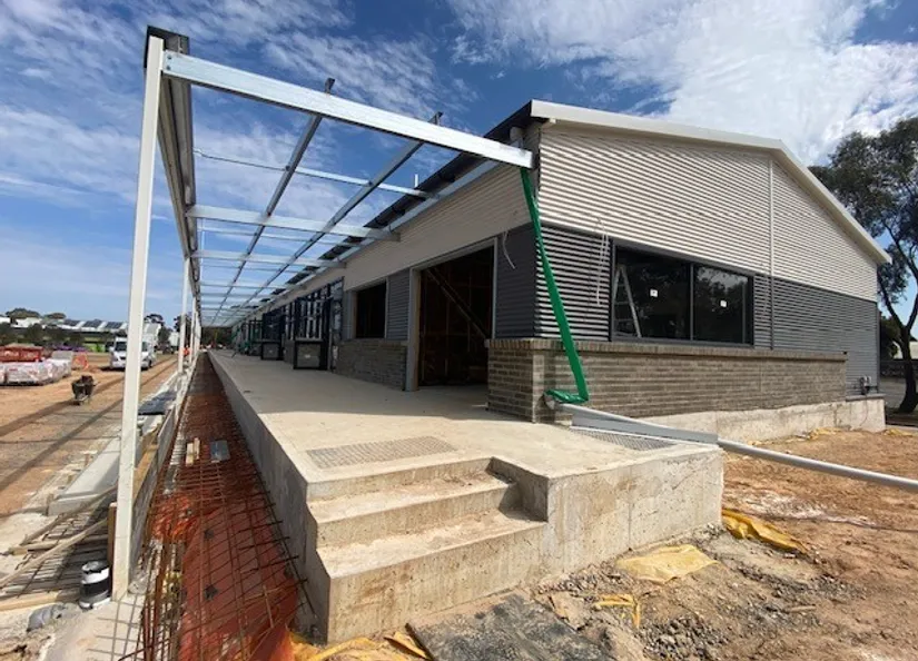 Rugby Clubrooms external walls complete
