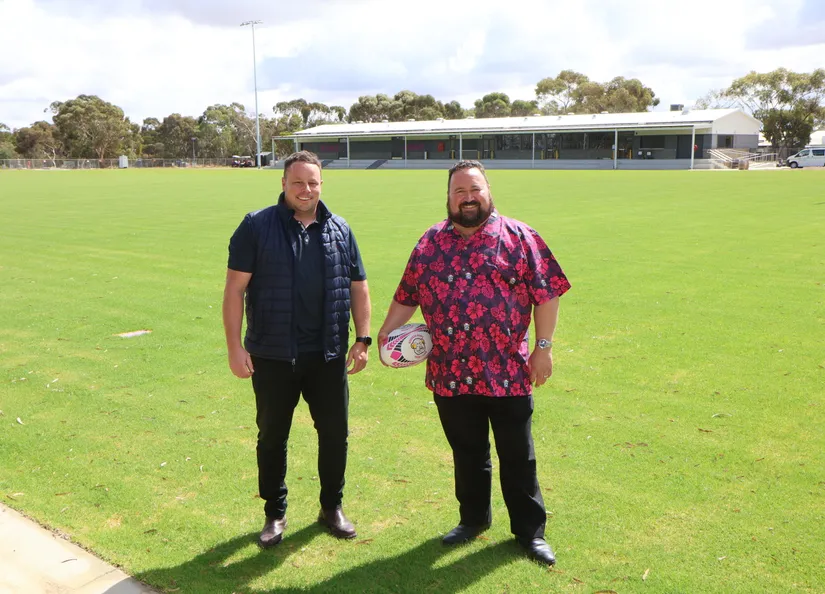 Rugby Precinct update Benn Kromwyk with Fraser Vivian photos internal use 2024