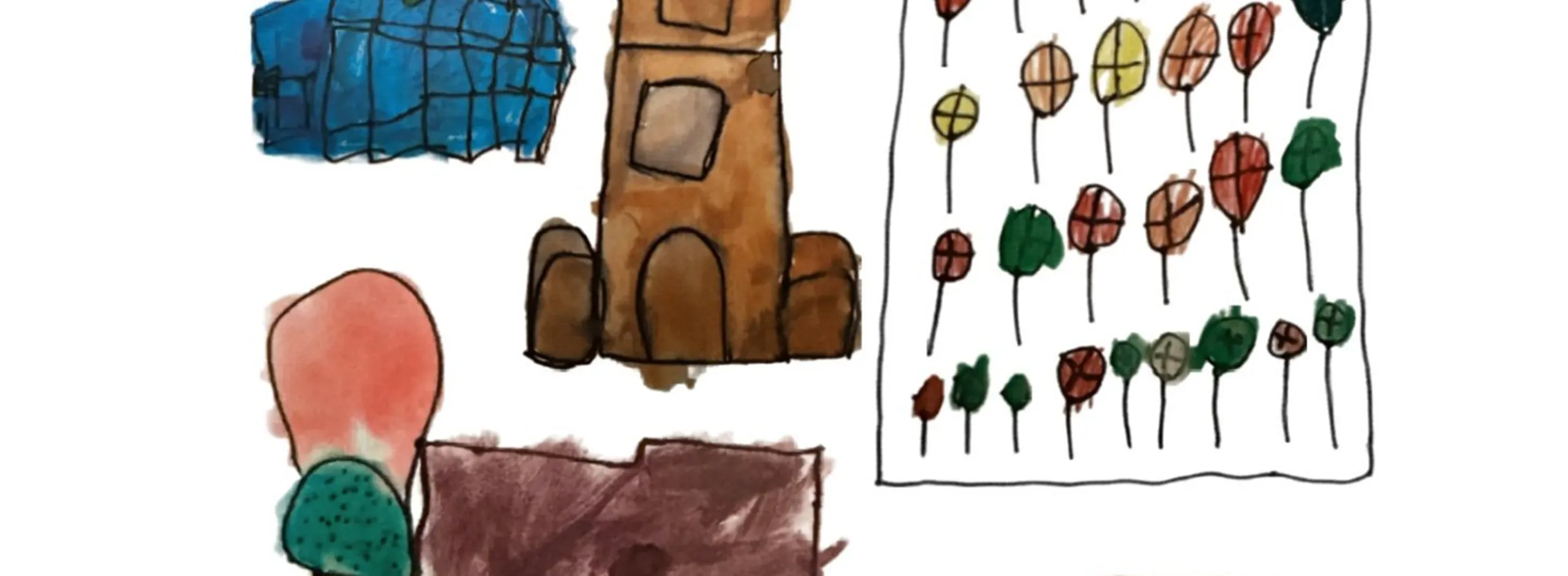 children's watercolour paintings of Tanunda town icons