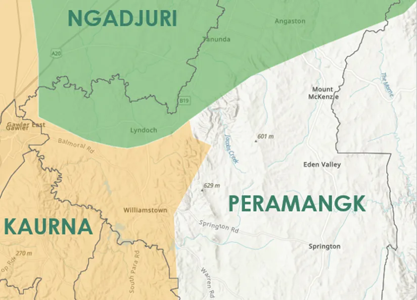 Ngadjuri Peramangk and Kaurna Country boarders