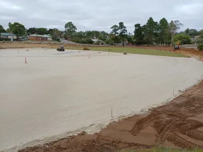 Angas Rec Park - Beginning turf rollout on Junior Oval